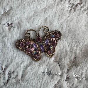 Elegant Butterfly Brooch with Purple and Gold Accents